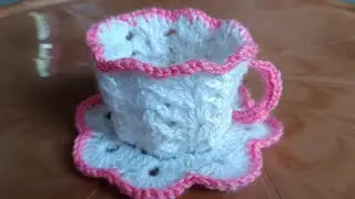 Crochet teacup /table decor/home  decor#diy #handmade#crochetcrosai #dreamknitting#crosiakadesign 