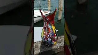 Original Murano Glass handmade Papillon Red Vase