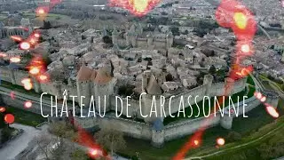 Majestic Ch&acirc;teau de Carcassonne drone tour. Полет на дроне над замком Каркассон. 4K