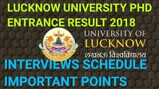 LUCKNOW UNIVERSITY PHD ENTRANCE EXAM RESULT 2018