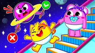 Magic Stairs In Space 🔭💫Escalator Safety Song 🎶 Funny Kids Songs & Nursery Rhymes♥️