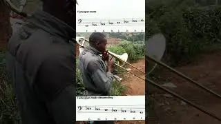 F Phrygian mode with notes for trombone.