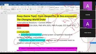 Essay theme Topic: From Geopolitics to Geo-economics: The Changing World Order #expected_questions
