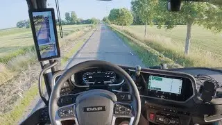 Truck Driving a DAF XG Through Beautiful Narrow Green Roads in the Netherlands | 4K Trucking