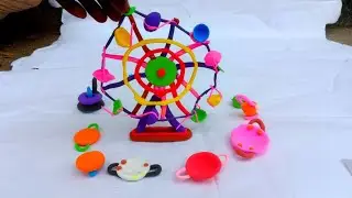 3 DIY How to make polymer clay🎡 miniature house, kitchen set, Bullock cart, Hand Pump, Tree | 4.7cm🚥