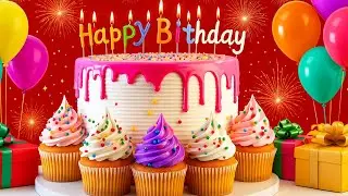 Happy Birthday Animated Video 🎂 | Colorful Cake & Balloons Animation