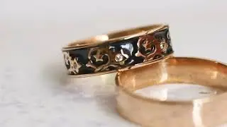Gelbgold Emaille Trauringe mit Dia IM769