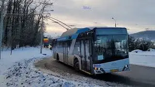 Mediaş: şoseaua Sibiului (Izvor). Trolleybus nr. 375, route T4