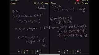 MATH2340 Demonstrating a subset is not a subspace of R3