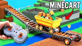 Setup A Minecraft Minecart Train & Gold Mining Machine by LEGO in Real Life!