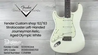 Fender Custom shop 62'/63' Stratocaster Left Handed Journeyman Relic, Aged Olympic White  9231016344