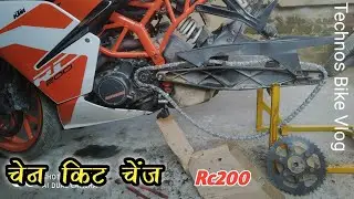 ktm Rc200 || चैन स्पाकिट सेट चेंज ||Rc200 Ktm Chain Sprocket Kit Change Price Detail Full Review Ktm