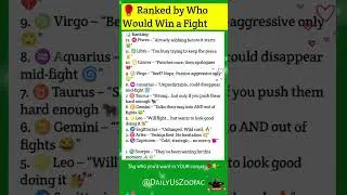 🥊  Ranked by Who Would Win a Fight #zodiac #astrology #usa #shorts #relationshipgoals #love