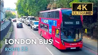 London Bus Ride, Route 53, Double Decker, 4K Virtual Tour