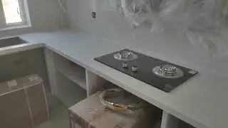 artificial quartz stone countertops installation on site 