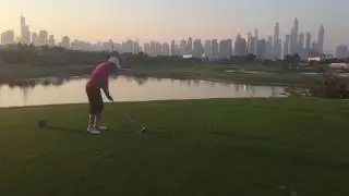 The Player blasts one down the 18th at the Montgomerie in Dubai