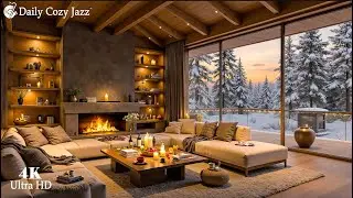 Winter Jazz Vibes ❄️ Warm Fireplace & Soft Candlelight Ambience for Focus 🔥 Soothing Jazz