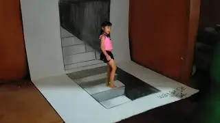 Cara mudah gambar 3D Tangga di lantai // how to draw 3d Stairs in the floor very easy