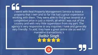 Real Property Management Service Toronto Superb 5 Star Review by Dalbir Singh