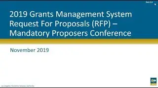 2019 Grants Management System RFP: Mandatory Proposers Conference Webinar