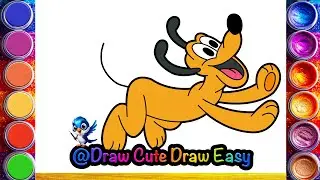 Cute Pluto Art 🐶💛 Mickey Mouse&rsquo;s Friend | Easy Drawing for Kids Step by Step 🌈✨