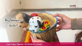 Dog Showpiece  With Basket Statue | Cute Showpiece For Home, Table, Shelf Decor & Gifts