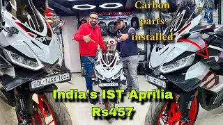 Carbon fibre parts in Aprila RS457 | 1st aprilia in india with s1000rr carbon winglets 🔥 #rs457