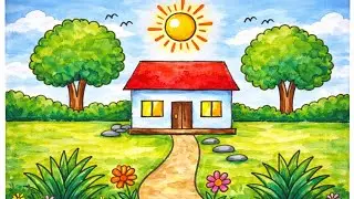 Simple Village Scenery Drawing.Easy Pencil Sketch for Beginners.Prakrutik Drishya.গ্রামের দৃশ্য #art