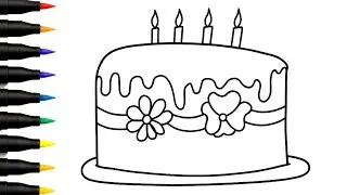 How to Draw a Cake | Simple Cake Drawing | Easy & Cute Cake Art | Step by Step Tutorial for Kids