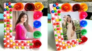 How to make photo frame with thermocol balls / DIY photo frame tutorial/ cardboard frame/ Handmade 