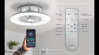 PrimeMall Bladeless Ceiling Fan with Light and Remote Control Smart LED  Low Profile  Ceiling Fan