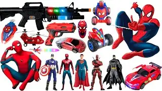 Spider-Man Doll Series Unboxing,Marvel Hero Toy Set,Spider-Man Toy Chariot,Marvel Doll Toy gun