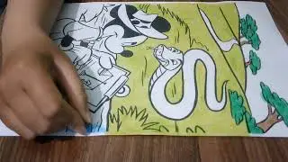 Color the picture of Mickey Mouse drawing a picture with a snake  7   Point Being