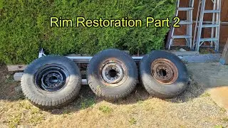 91 F250 4x4 7.3 IDI Steel Rim Restoration Part2. Blasting and Rust Treatment before Paint. @CaddyMan