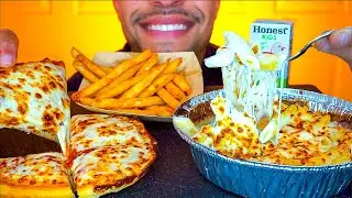 ASMR PIZZA HUT MY HUT BOX FRIES CHEESY ALFREDO PASTA EATING NO TALKING MUKBANG MOUTH SOUNDS