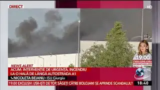 Incendiu parc logistic A1