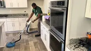 Cleaning tile and grout in Upper Marlboro Maryland for new home owner.