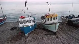 Aerial footage of Beer beach Eastdevon