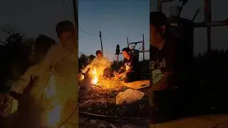 We 3 enjoying bonfire at my farm in winter night #farming #villagelife#nature #travel#chhattisgarh