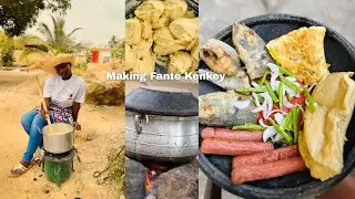 Refreshing Ghanaian Outdoor Cooking: Making Soft Fante Kenkey with Assorted Proteins 🇬🇭