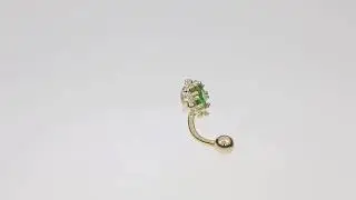 Gemstone Belly Button Bar with Tsavorite and Diamonds