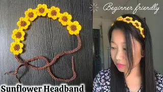 How to crochet 🧶 sunflower🌻 headband |step by step full Tutorial |Hindi 