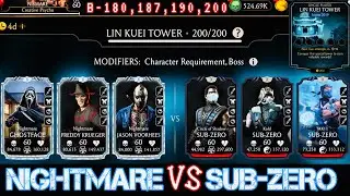 Boss Sub-zero Vs Team Nightmare | Lin Kuei Tower 200 & 180, 190 fight + Rewards Mortal Kombat Mobile