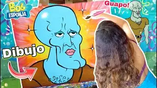 PINTANDO A CALAMARDO GUAPO BOB ESPONJA(NICKELODEON)HOW TO DRAW HANDSOME SQUIDWARD SPONGE BOB