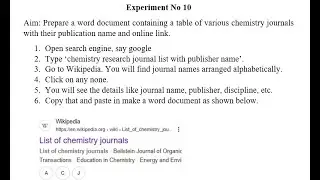 Prepare Chem Journal list in MS word