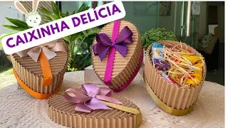 CAIXINHA DE PAPELÃO EM FORMATO DE OVO DE PÁSCOA 😍