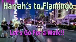 Walking from Harrah's to Flamingo on the Las Vegas Strip on a Friday Night in 4k