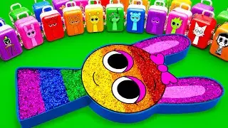 Satisfying ASMR | Make Sprunki Bathtub with Mixing Glitter SLIME in Rainbow Suitcases CLAY Coloring