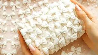 🎀 Eleganckie białe kokardy z taśmy rypsowej z lureksem | Tutorial DIY