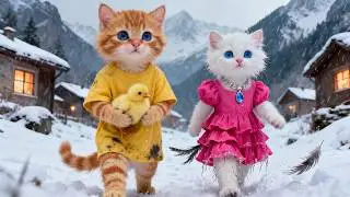Orange and White Kittens Found a Freezing Chick in the Snow 🐣 | Heartbreaking Chick Rescue ❤️